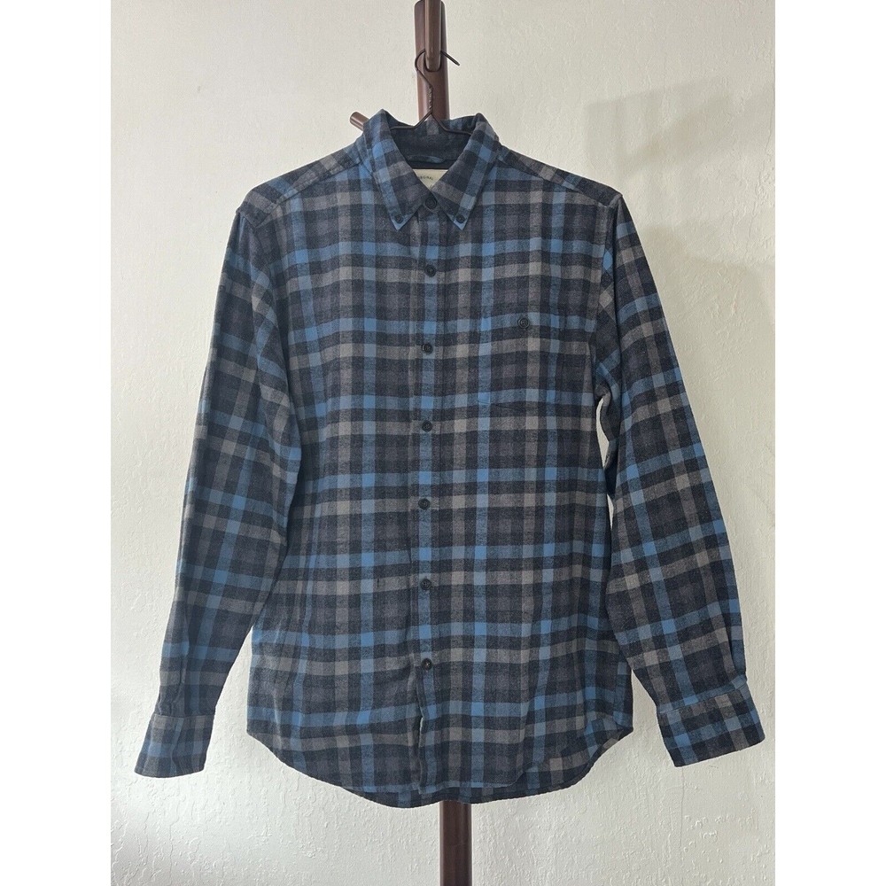 Weatherproof Men’s Button Up Flannel Shirt Long Sleeve Blue Gray Plaid Size M